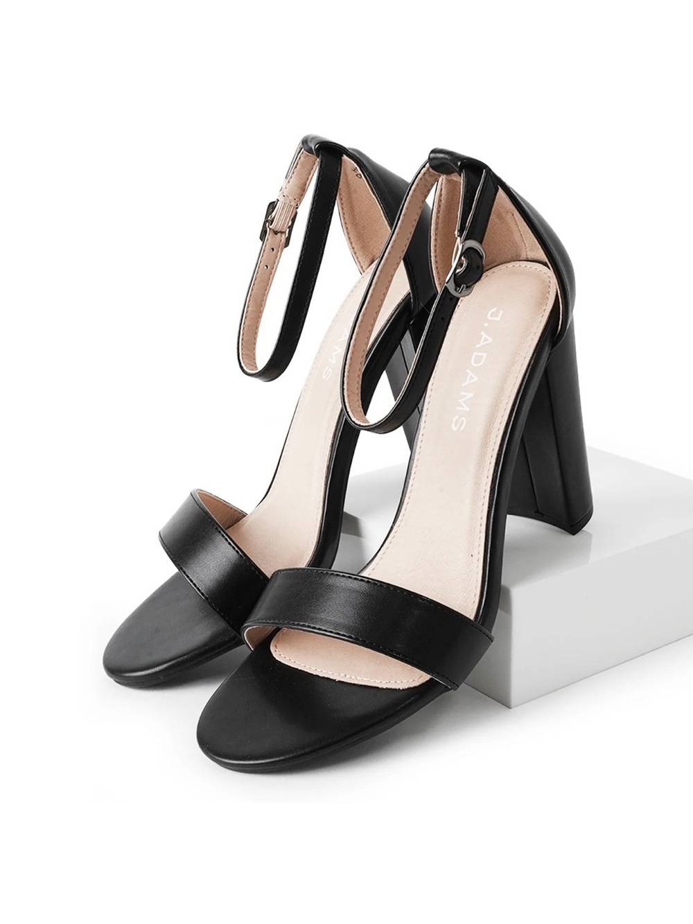 NWT J.Adams Shirley Black Vegan Leather Block Heel Sz 8
